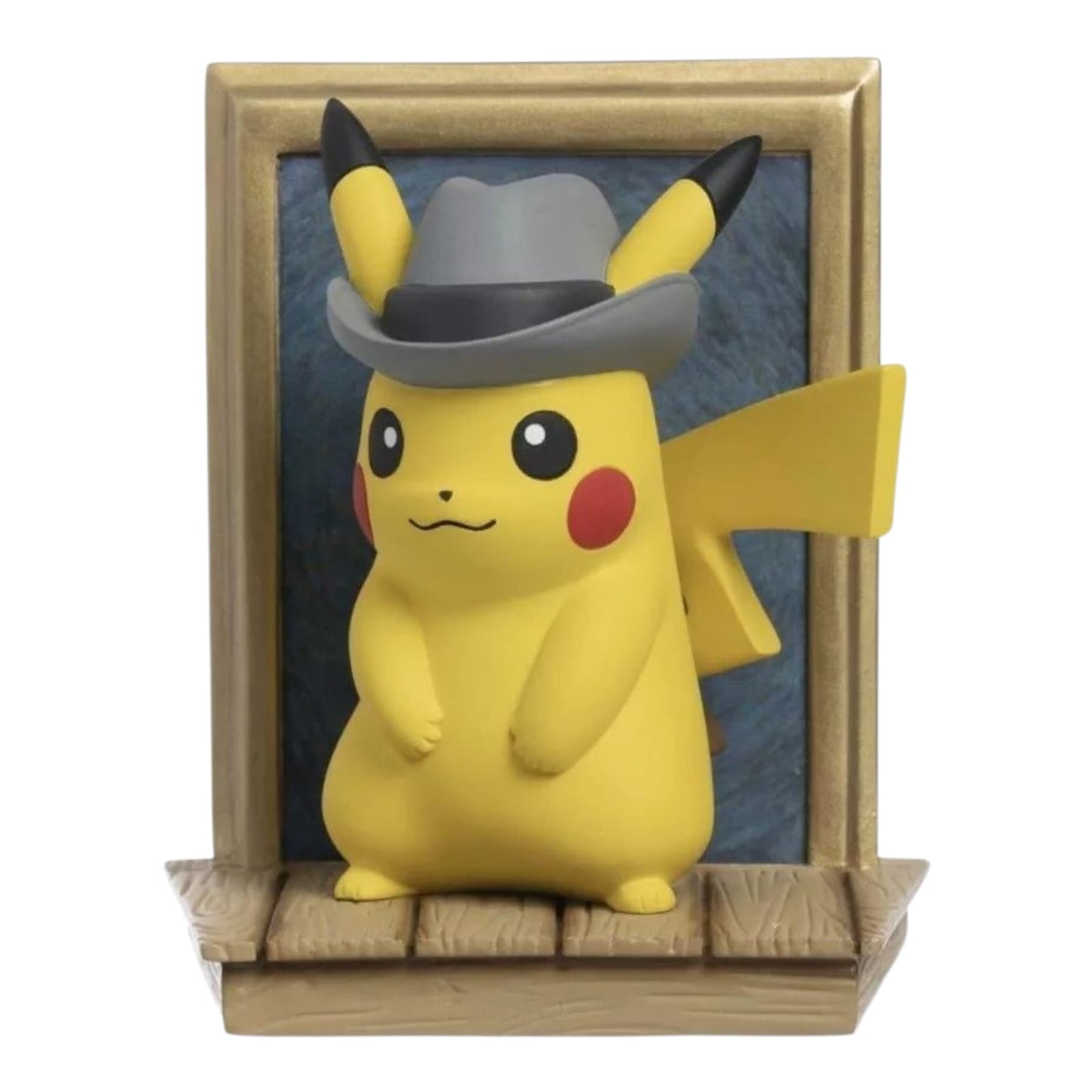 (1) Pokémon Center Van Gogh Museum Pikachu figure wearing a gray felt hat